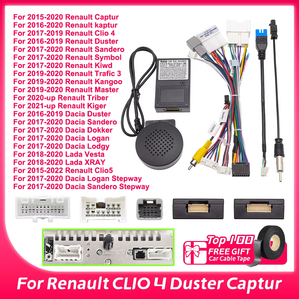 Décodeur Canbus Raise pour Renault Captur 2015-2020, Connecteur Radio Android, Faisceau 16 Broches pour Renault Trafic 3 2019-2020