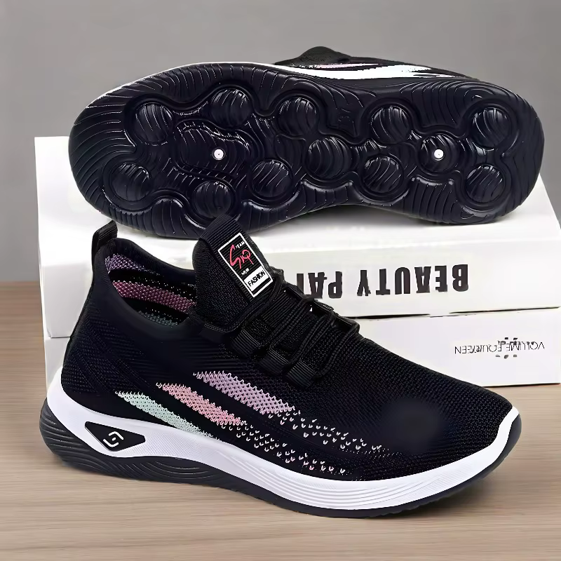 Chaussures de course basses en maille pour femmes, chaussures de mode pour étudiants, nouvelles chaussures de sport tricotées, chaussures décontractées à semelles souples, printemps et automne