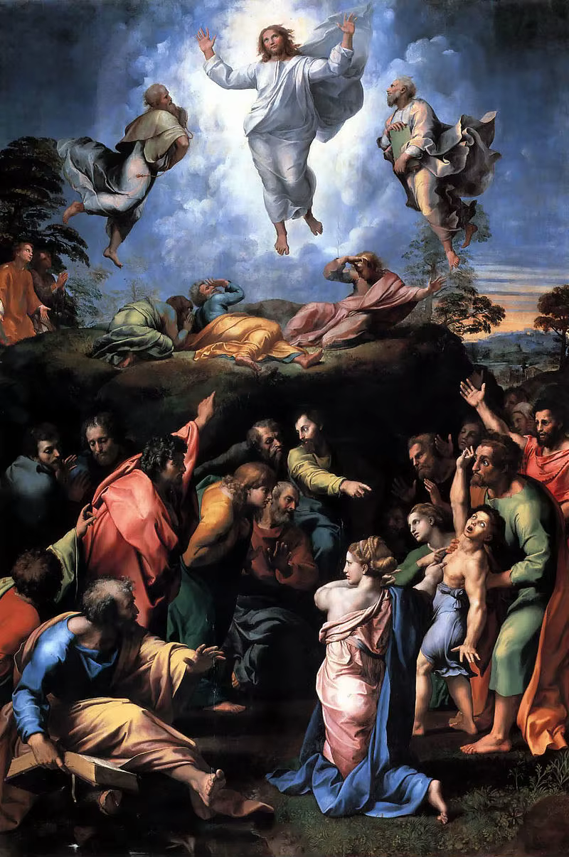 Maison église hall décoration murale ART maison église ART religieux Raffaello Raphael transfiguration, 1520, impression peinture sur toile 24"