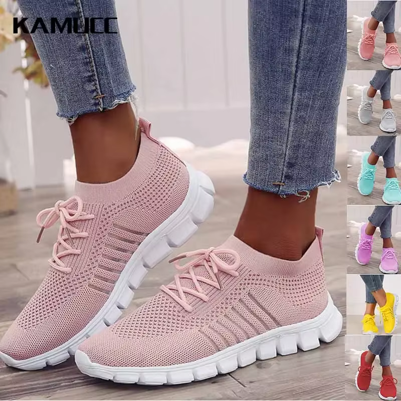 Chaussures Plates en Maille Respirante à Enfiler pour Femme, Baskets de Marche Décontractées, Canize