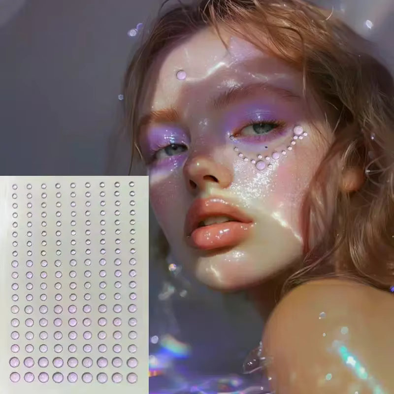3/4/5/6mm 3D strass yeux visage maquillage tatouage temporaire auto-adhésif clair goutte d'eau autocollants Festival scène corps Art décor