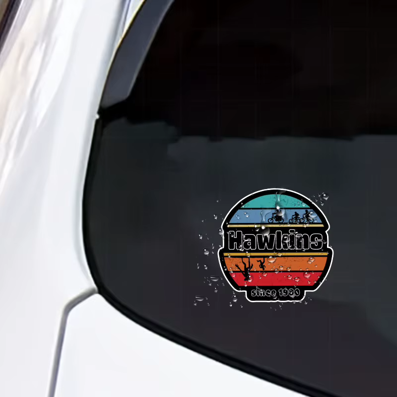 Autocollant en vinyle de la série télévisée Stranger Things - Autocollant auto-adhésif semi-mat réutilisable - Forme irrégulière pour ordinateurs portables