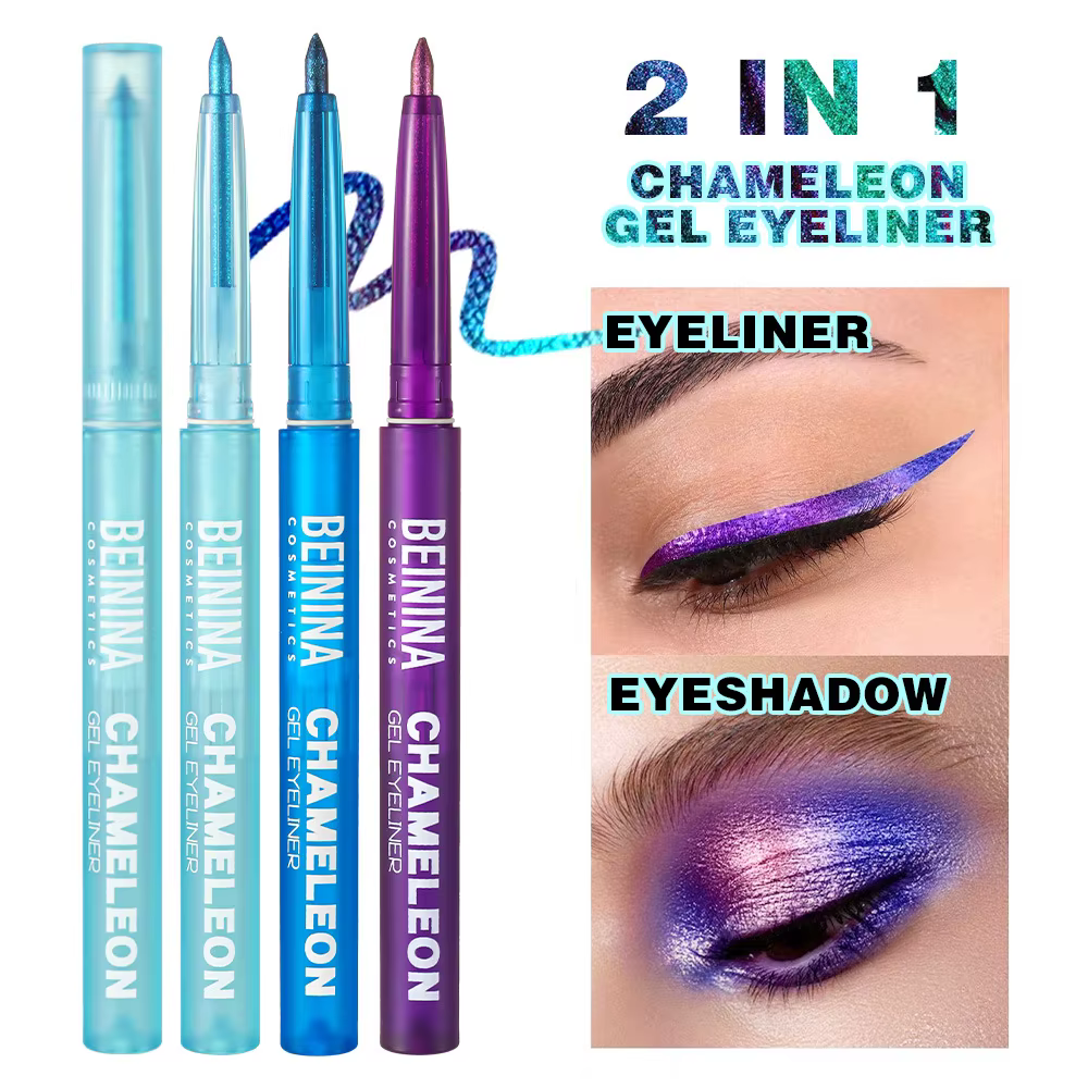 Brillant caméléon métallique bleu Eyeliner Gel stylo fard à paupières multicolore Eye Liner nacré polarisé paillettes yeux Pigment maquillage