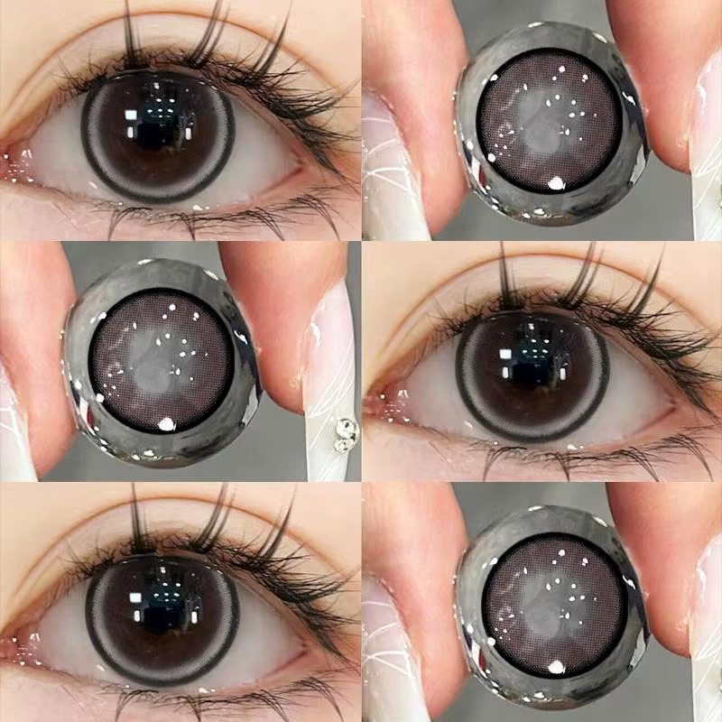 YIMEIXI 1 paire de lentilles de Contact noires 14.5mm pour les yeux avec myopie 0 à -8.00 degrés 1 jour utilisation