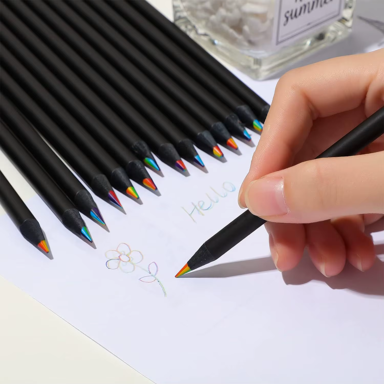 Crayons arc-en-ciel en bois, noyau multicolore 7 en 1, pour bricolage, artisanat, dessin artistique, artiste, adulte, cadeaux de vacances, retour à Schoon, 10/30 pièces