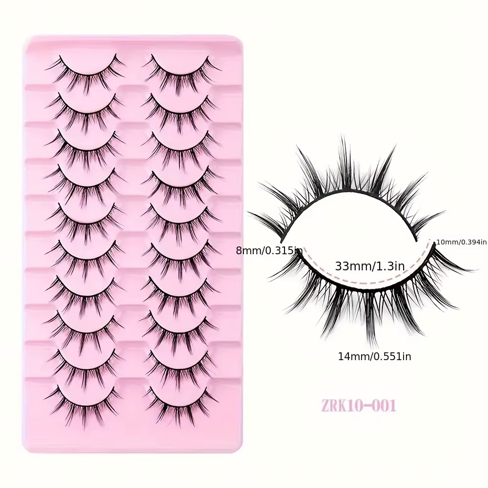 10 paires de faux cils effet yeux de chat - Extra longs et épais pour le maquillage et les extensions