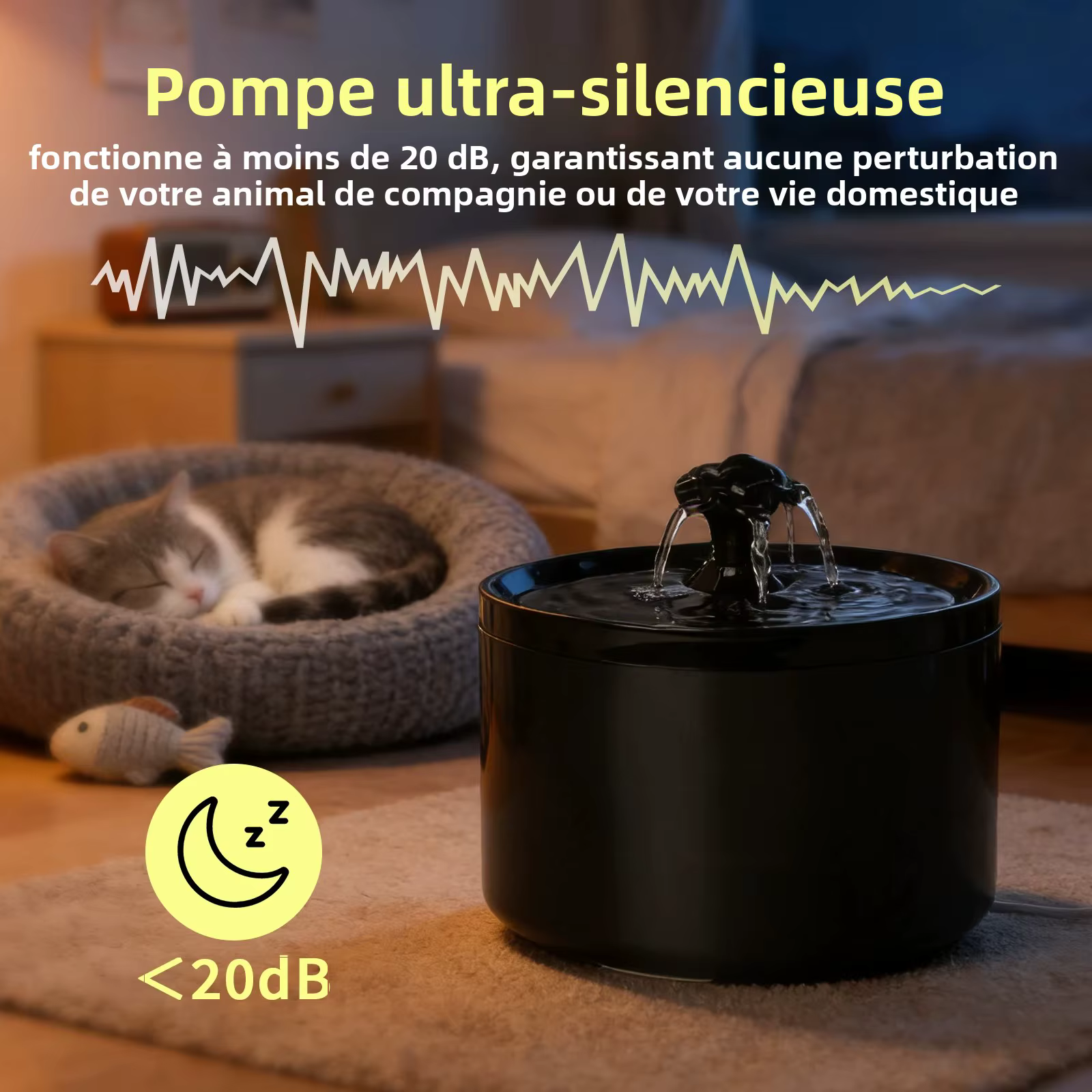 La fontaine à eau pour chat est un nouveau type de fontaine à eau pour animaux de compagnie avec circulation automatique, filtration et fonctionnement silencieux, adaptée pour
