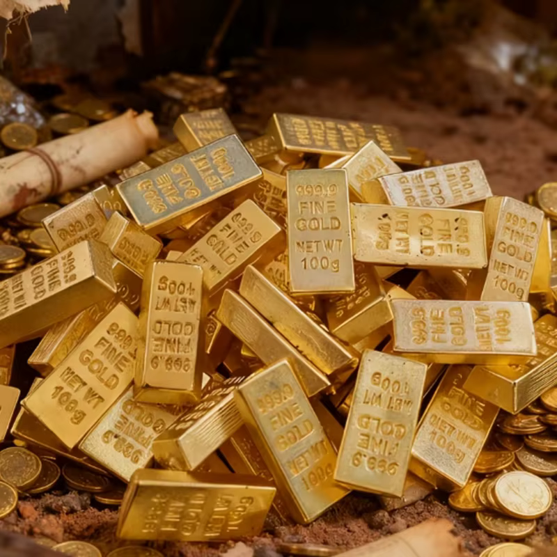 Réplique de barre d'or fine de 100g, plaquée or 999.9, fausse barre d'or en forme de lingot pour décoration de fête pirate, collection ou cadeau