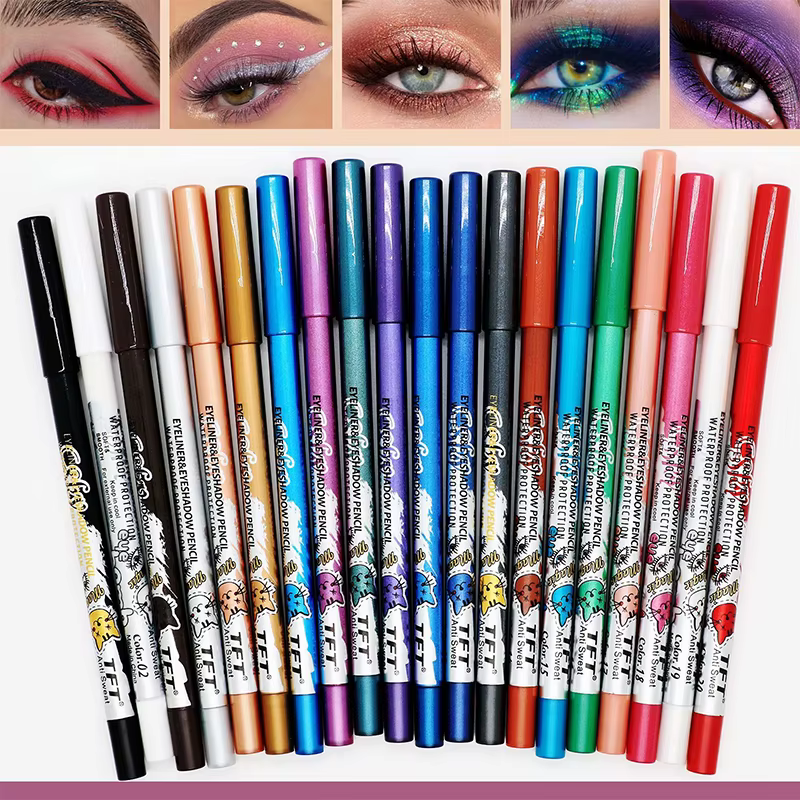 Crayon Eyeliner Bleu Imperméable Longue Durée 12 Couleurs Anti-Bavures Stylo Fard à Paupières Lisse Fini Nacré Mat Maquillage Yeux Cosmétiques