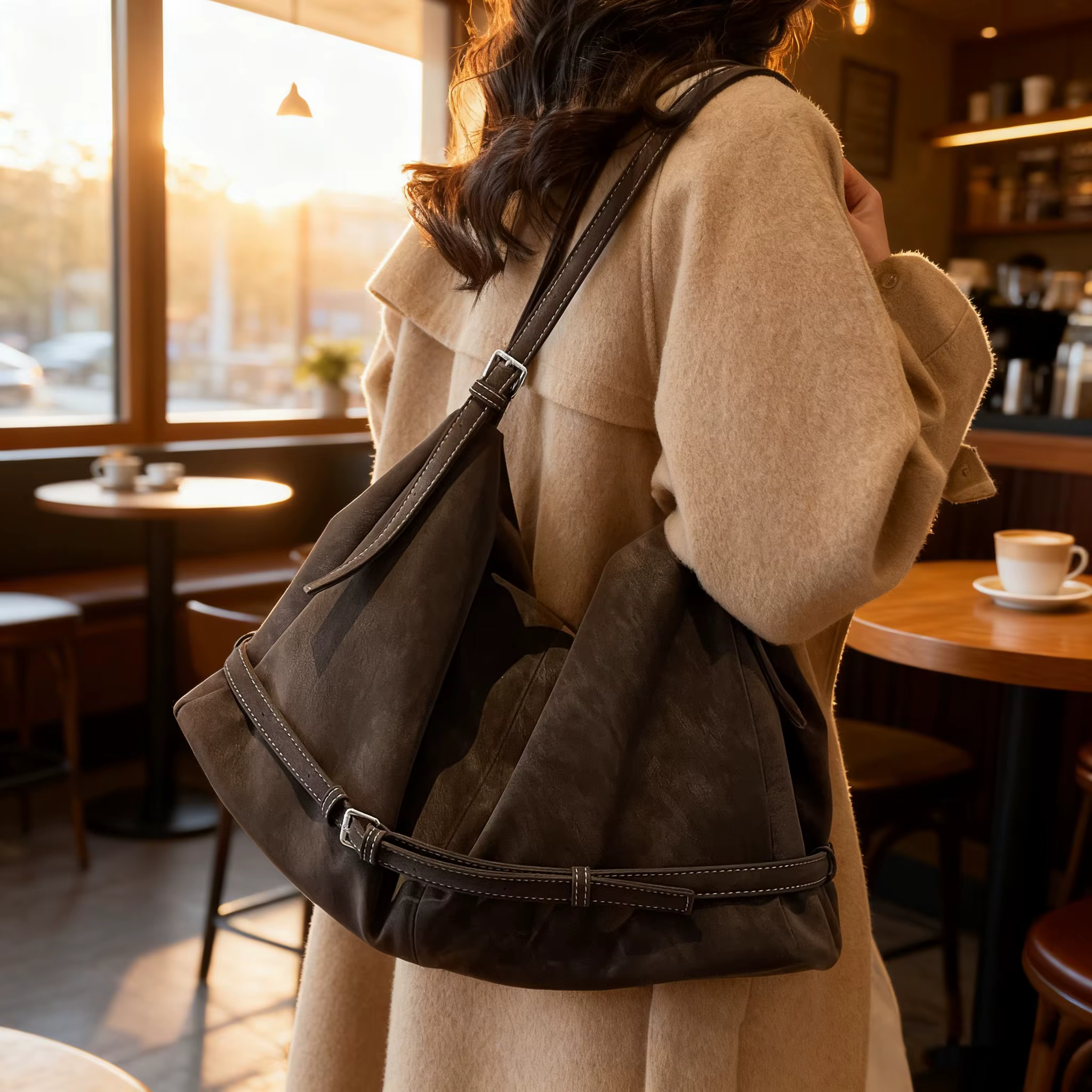 Faux daim femme sacs à bandoulière hiver nouveau dames sac à main grande capacité marque design femmes grands fourre-tout bolsa marron Vintage sacs