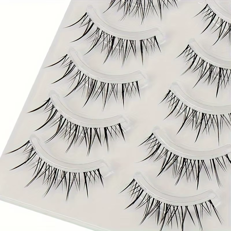 5 paires de faux cils transparents en forme de vague pour extension - réutilisables