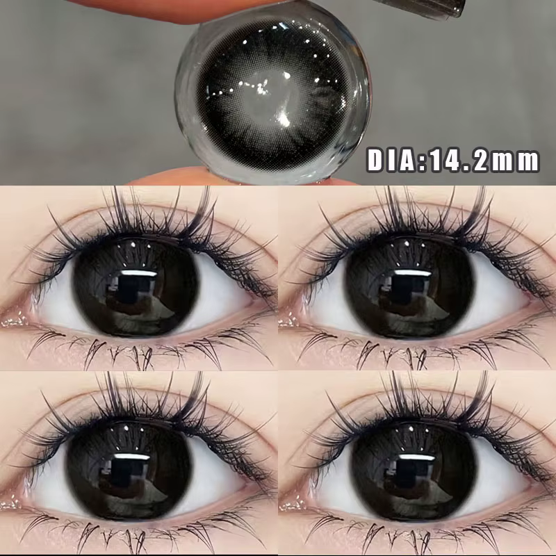 Deux paires de lentilles de Contact de couleur des yeux noirs de grand diamètre