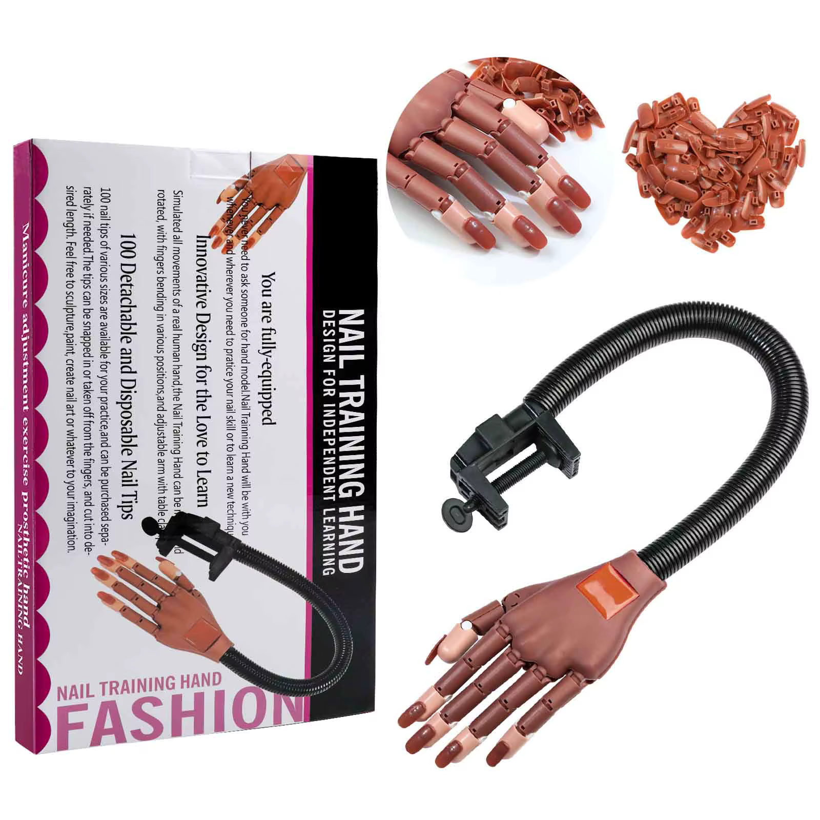 Nail Art pratique main manucure pratique doigt acrylique ongles conseils avec 100 pièces faux ongles équipement de formation des ongles outils