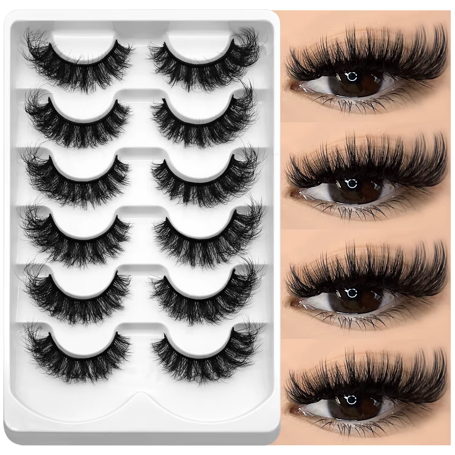 GROINNEYA Faux cils œil de chat moelleux 8D Volume