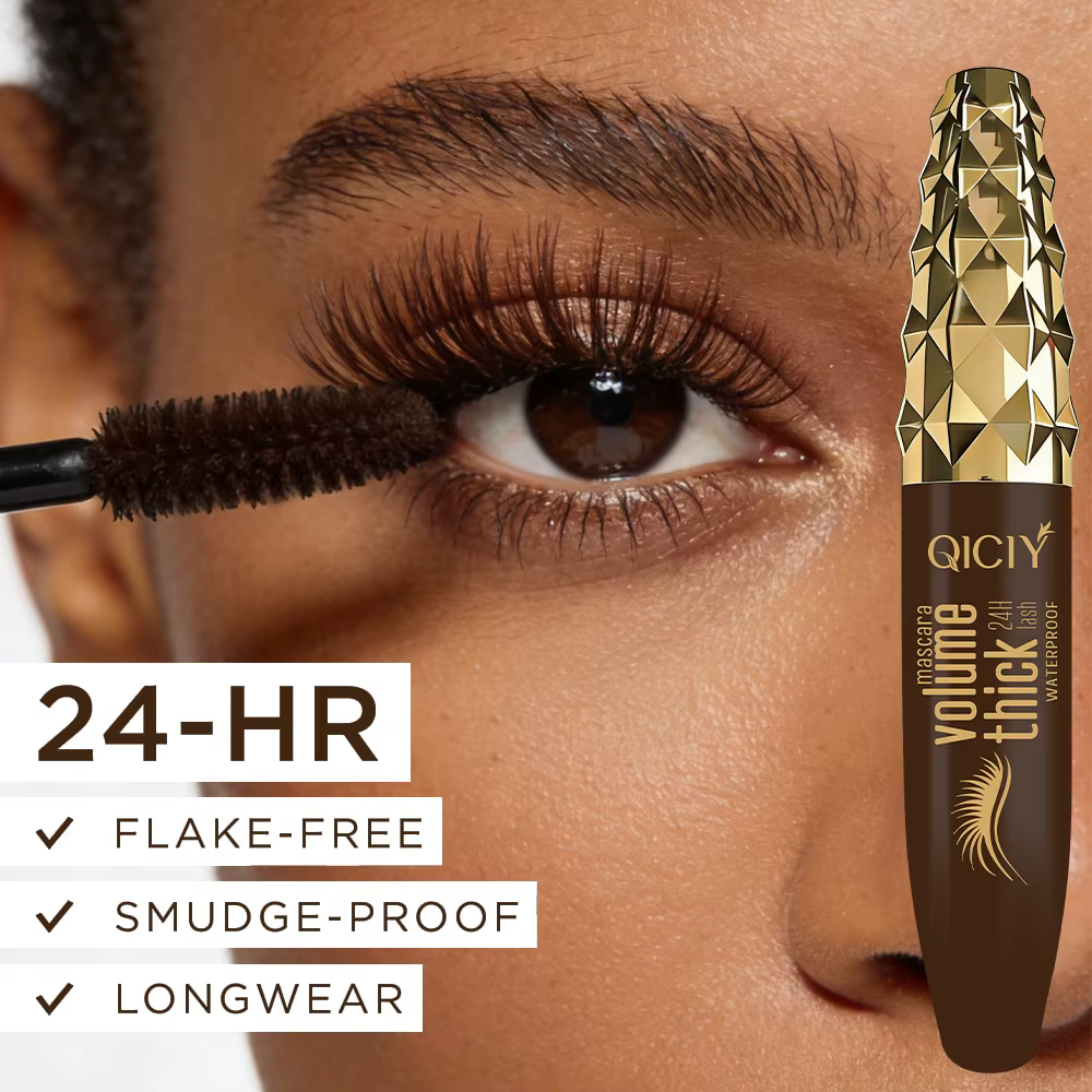 Mascara brun waterproof, épais et longue tenue, ne tache pas les cils