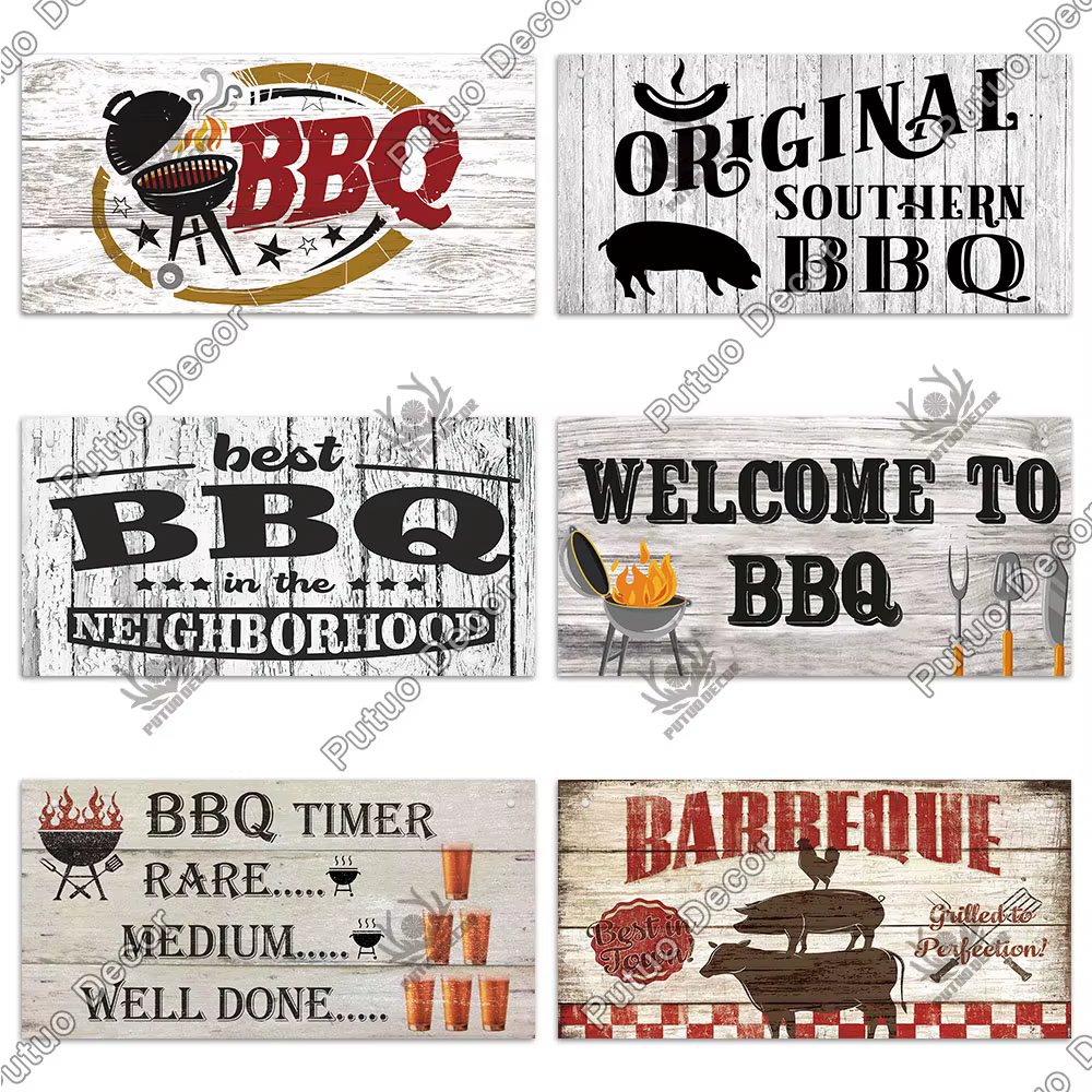 Putuo Decor-Panneau de barbecue en bois, plaque décorative pour la maison, la cuisine, l'arrière-cour, décoration murale, plaques de gril, cadeau