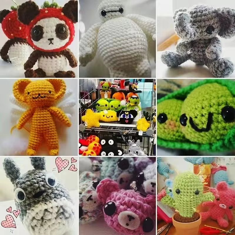 Veiligheidsoogjes-Yeux de sécurité en plastique noir, Amigurumi pour ours, jouet en beurre animal, artisanat de bricolage, 5-16mm
