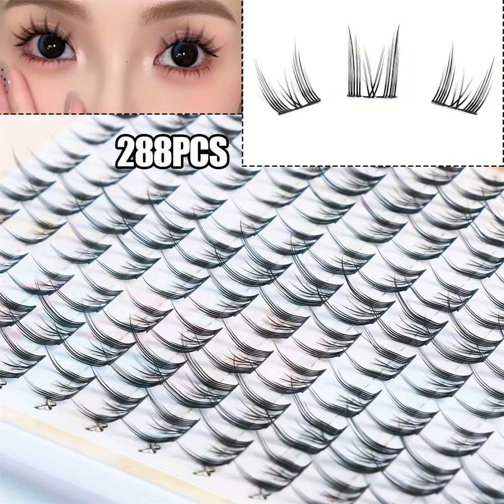 288 grappes de cils, yeux de chat gros et pointus