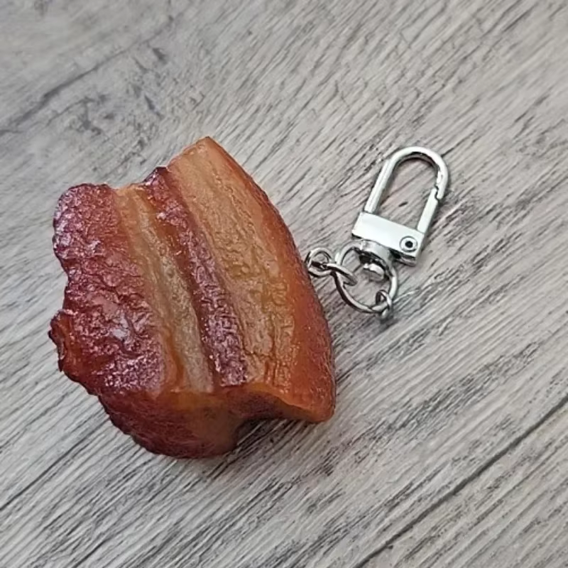 Porte-clés faux brocoli de porc braisé en PVC, Simulation créative, pendentif alimentaire, décoration unisexe pour enfants, cadeaux promotionnels à la mode
