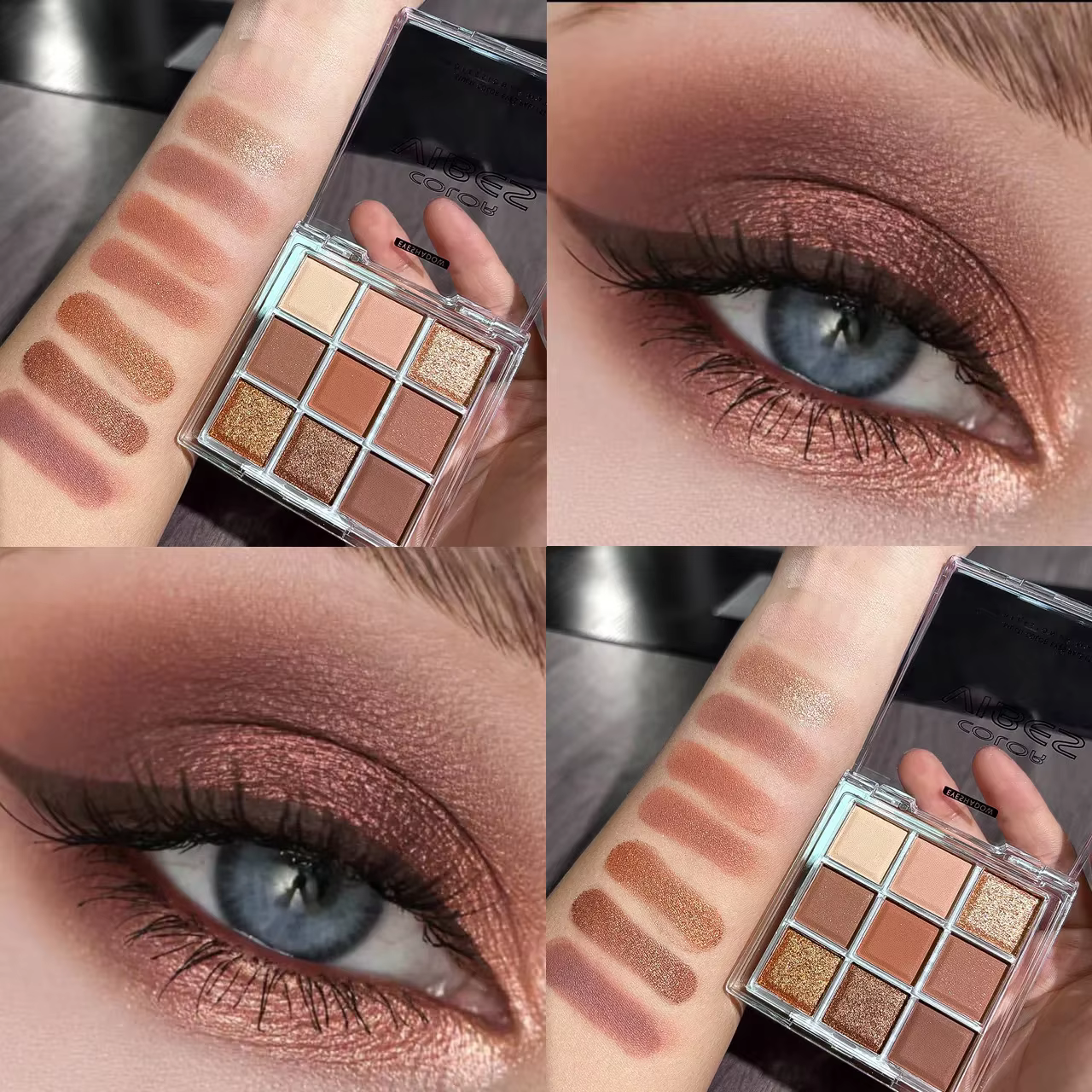 Palette de maquillage d'ombre à paupières rouge brune