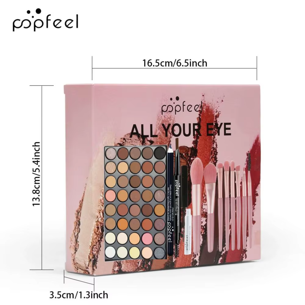 POPFEEL ensemble de maquillage pour les yeux 40 couleurs fard à paupières Palette crayon à sourcils Eyeliner stylo