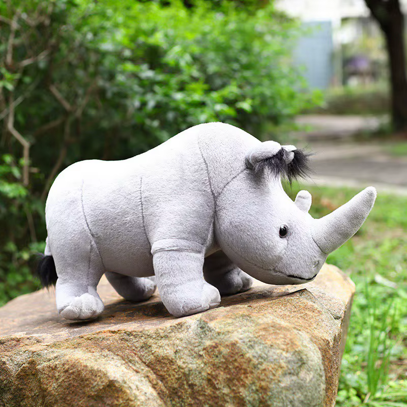 35cm vraie vie rhinocéros en peluche jouet en peluche réaliste rhinos africains animaux sauvages poupée jouets pour enfants enfants cadeau de noël décor