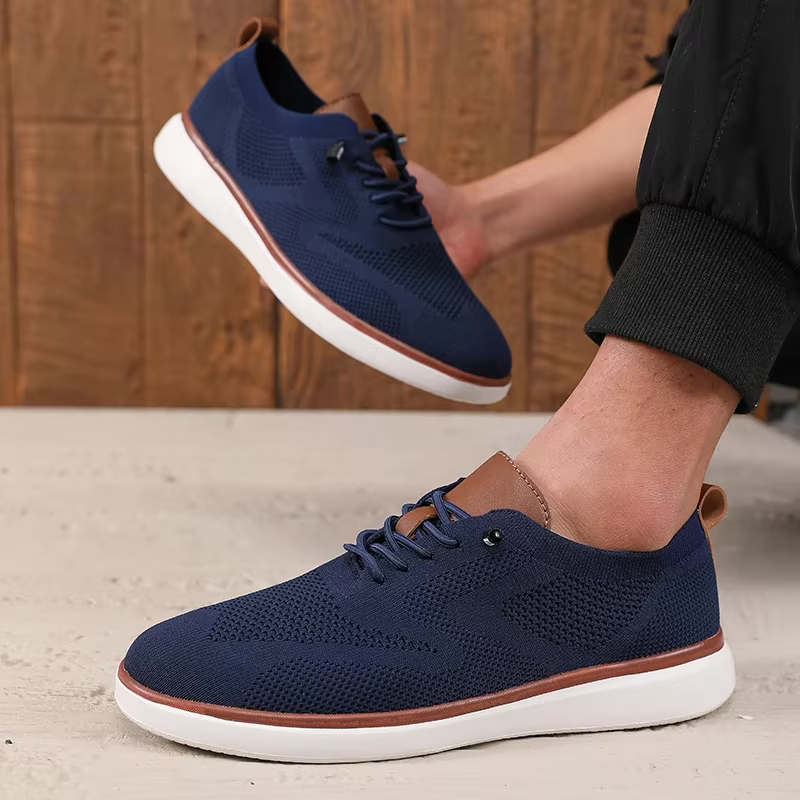 Chaussures plates en maille tricotée respirante, tendance, polyvalentes, décontractées, à la mode, avant-gardistes, chaussures de sport pour hommes