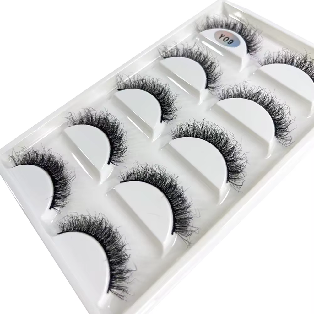 NOUVEAU Lot de 5 paires de faux cils 3D Y08 en vison naturel, style volumineux, pour maquillage, faux cils, faux cilios, outils de beauté