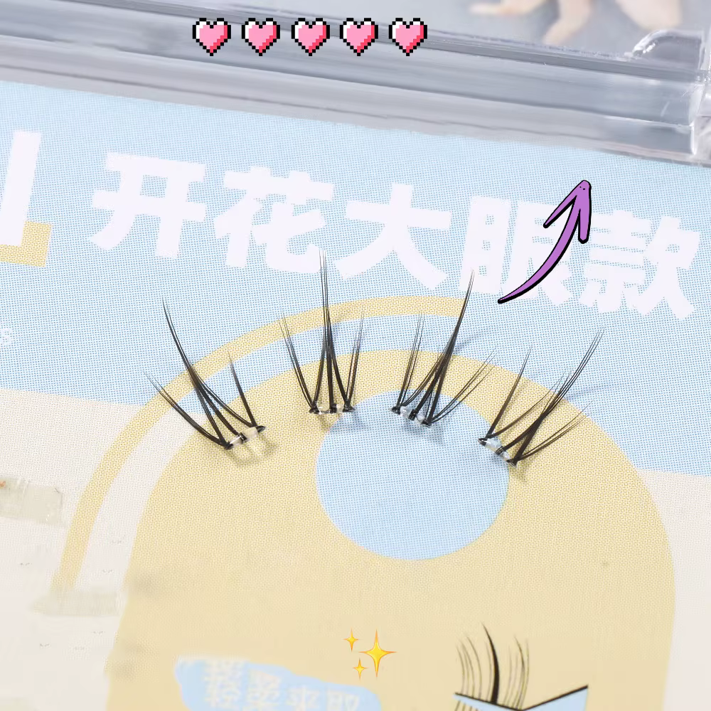 6 rangées de faux cils sans colle dans un seul cluster
