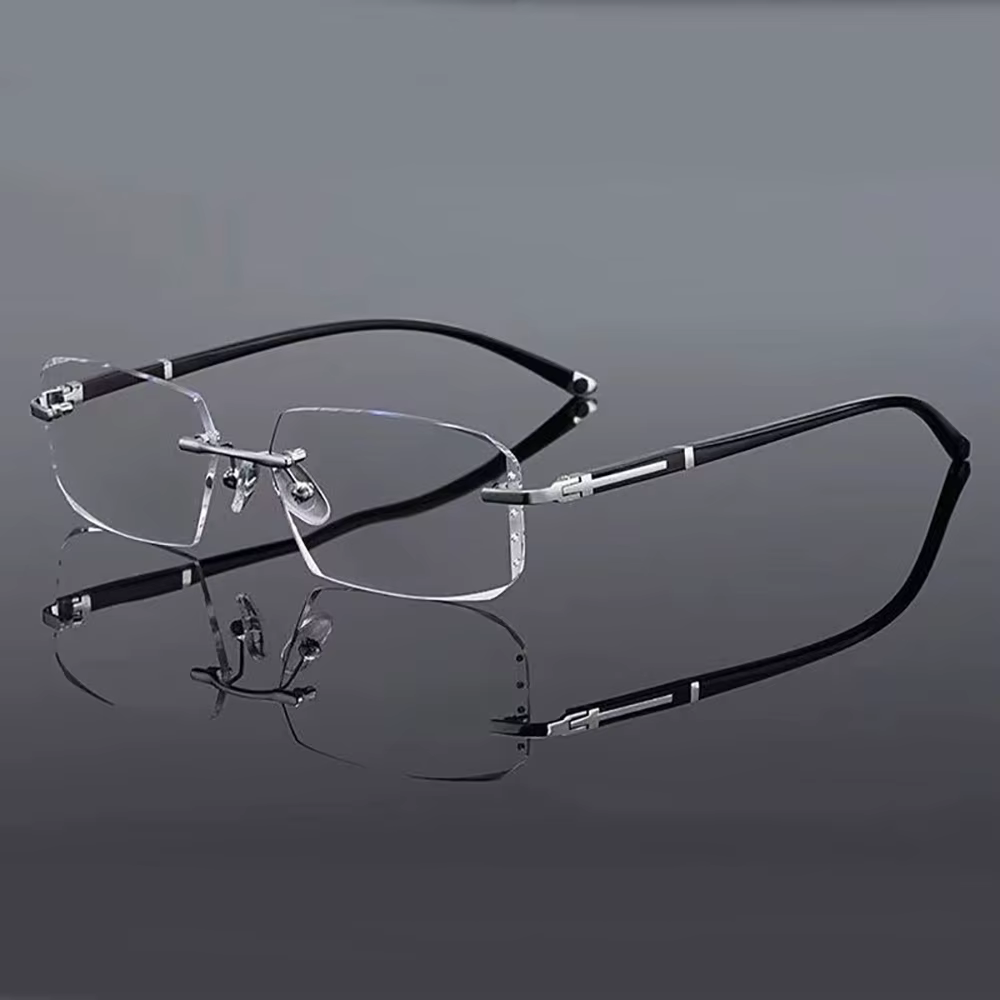 Lunettes de presbytie anti-bleu sans cadre pour hommes, lunettes à bords coupés, lunettes claires, anti-fatigue, HD, presbytie, nouveau