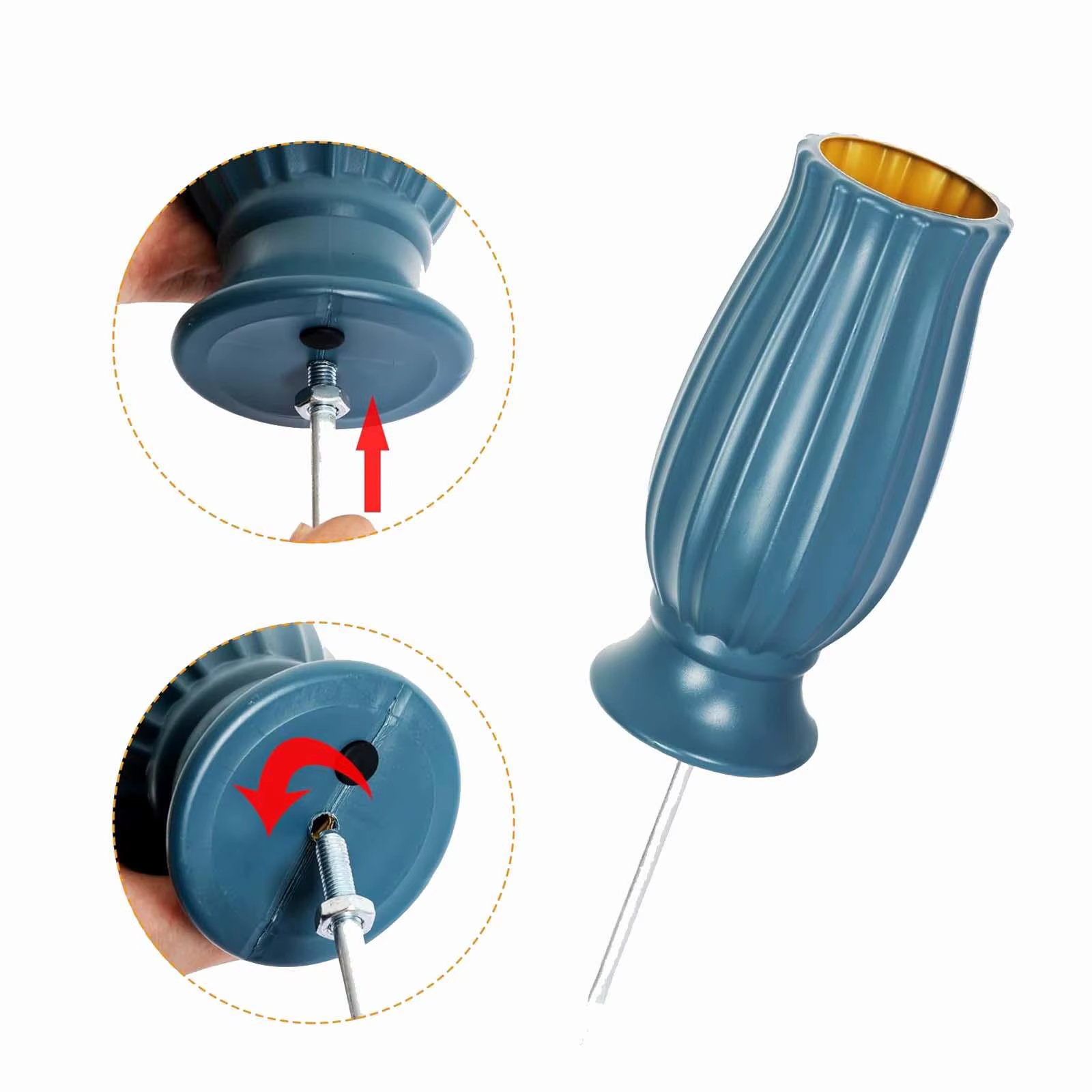 Vase de cimetière avec trous de drainage, piquet à pointes détachables, support Floral, Vase d'extérieur au sol, Vase commémoratif pour chantier de tombe de cimetière