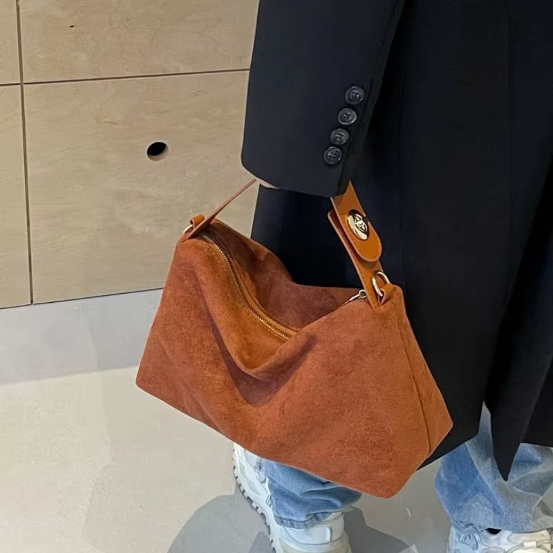 Sac à main en Faux daim pour femmes, sac à bandoulière de grande capacité, polyvalent et décontracté à double usage, nouvelle collection 2026