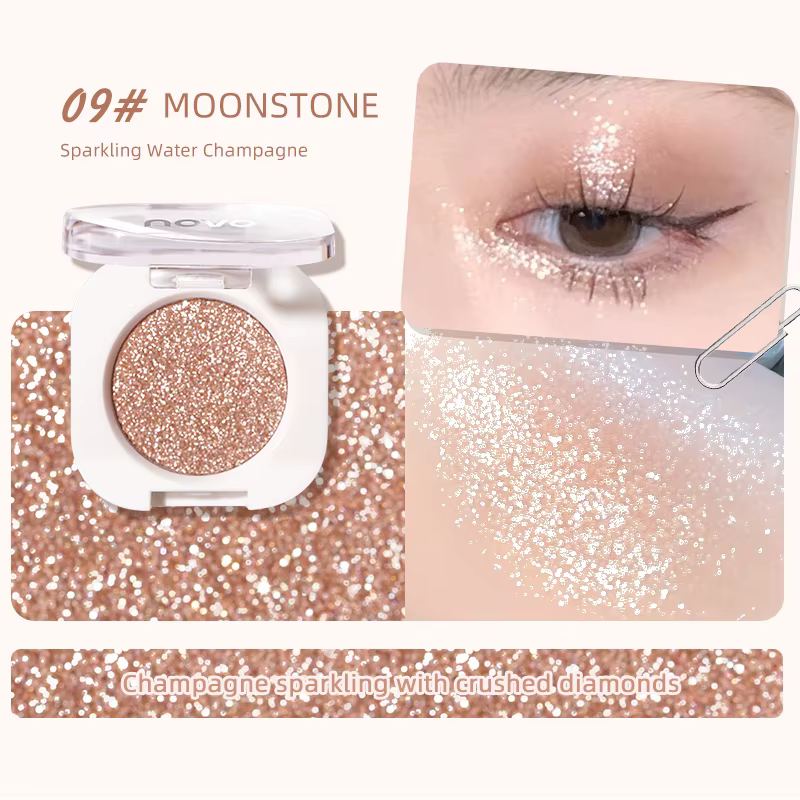 Diamant argent fard à paupières durable imperméable Monochrome brillant maquillage des yeux Palette miroitant mat gris