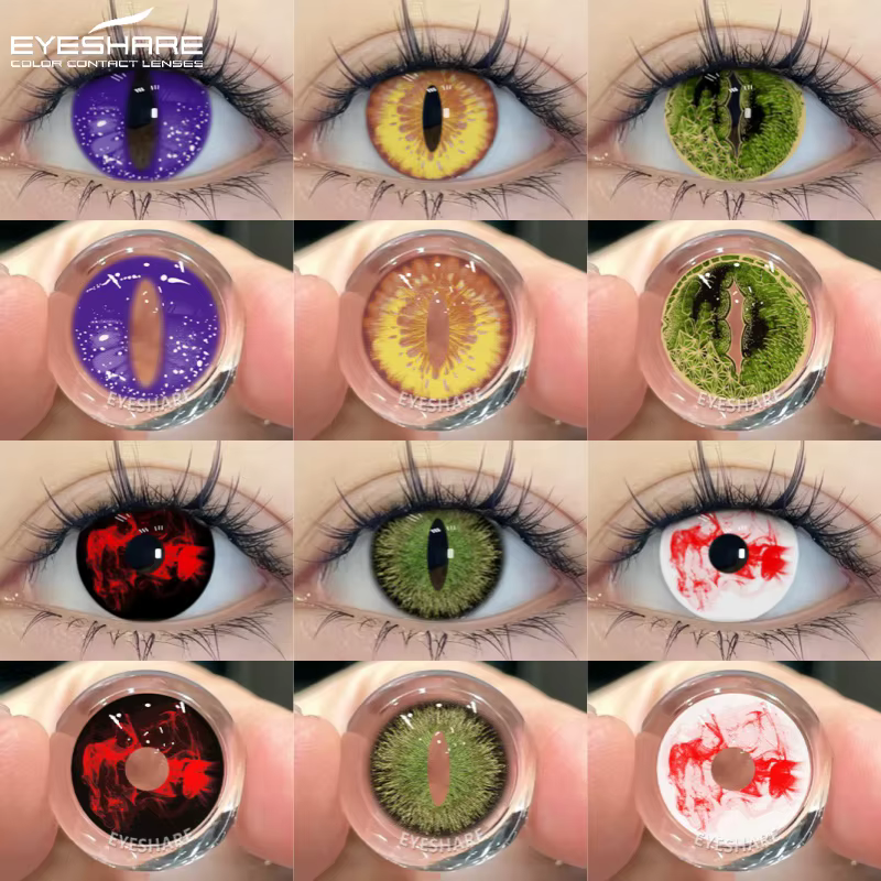 EYESHARE Lentilles de contact rouges pour cosplay