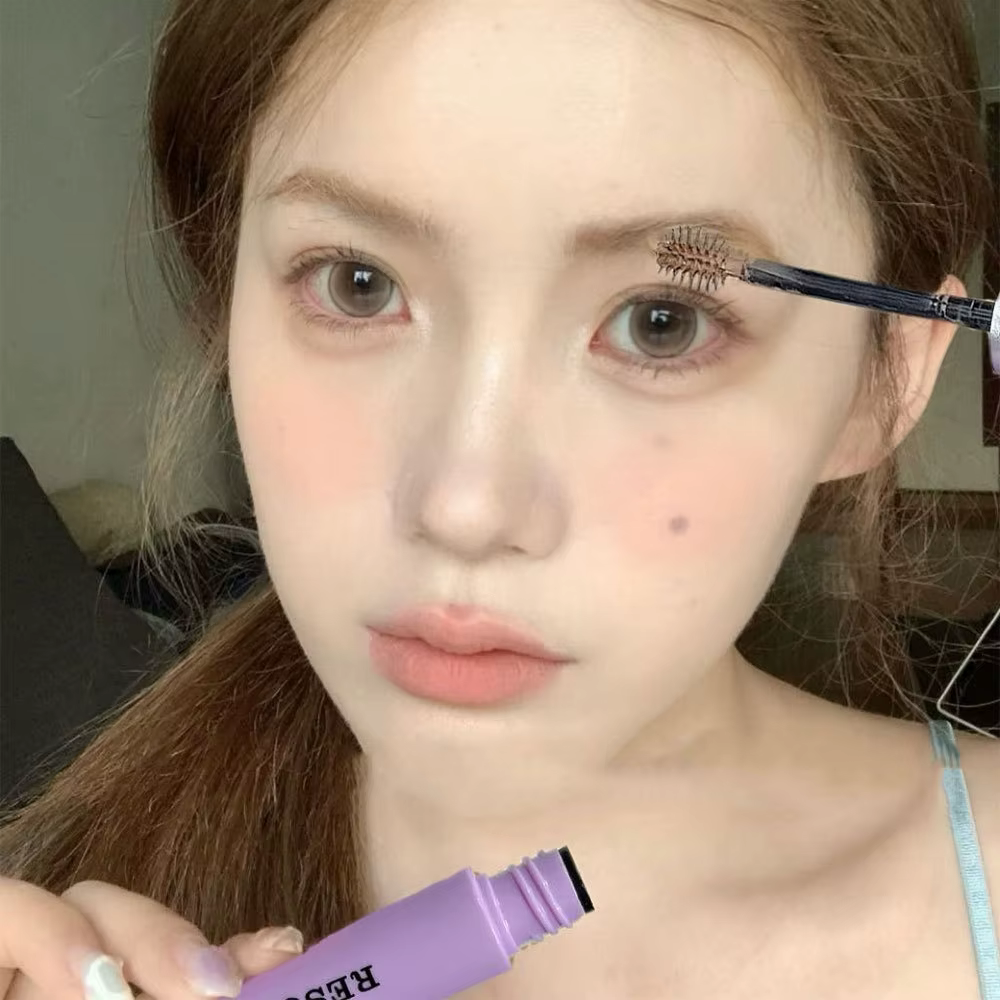 Mascara Sourcils Waterproof Longue Durée 4 Couleurs Violet-Brun