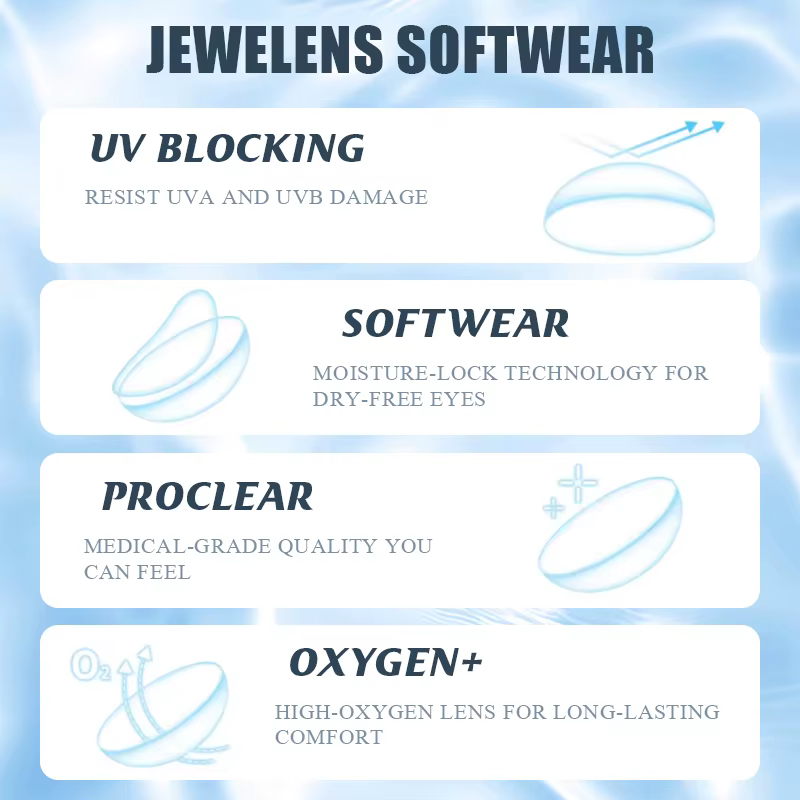 JEWELENS lentilles de Contact claires Prescription transparente naturelle Contacts oculaires souples avec degré pour la Correction de la Vision de la myopie
