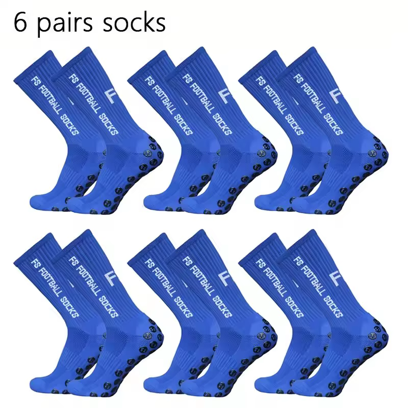 6 paires de chaussettes de Football respirantes pour hommes et femmes, chaussettes de Sport antidérapantes à fond en Silicone, chaussettes de Baseball, de Sport en plein air, de Yoga