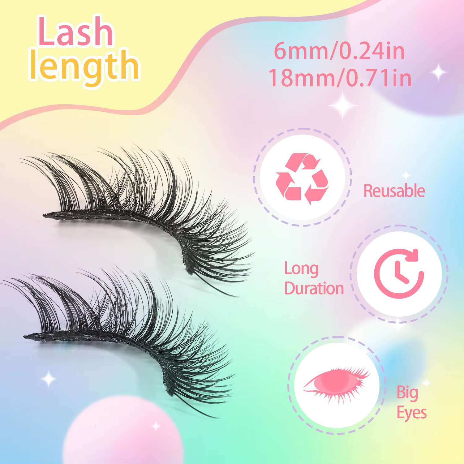 5 paires de faux cils longs naturels style croisé et style renard