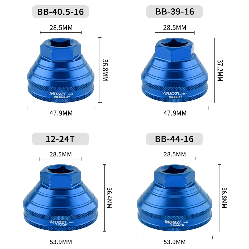 Outil d'installation et de démontage de boîtier de pédalier MUQZI 12/16 encoches, compatible avec les coupelles de pédalier de 39 mm/40,5 mm/44 mm/45,6-46,6 mm de diamètre extérieur