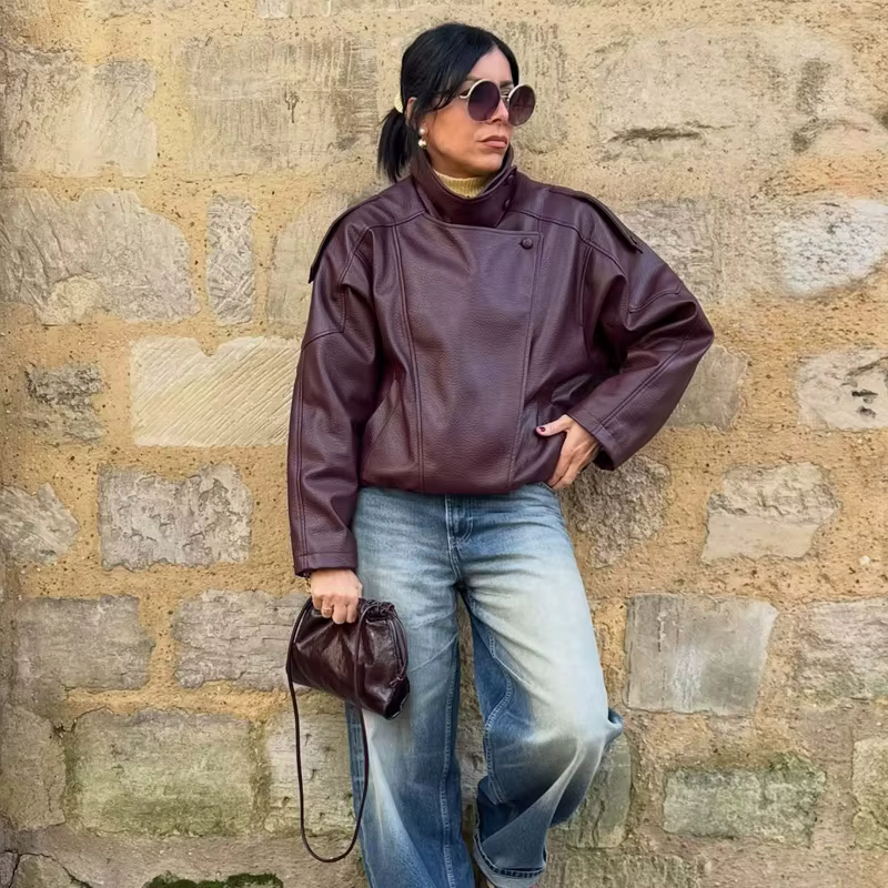 Vestes en similicuir pour femmes, veste bomber oversize pour femmes, manteaux d'hiver pour femmes, vêtements d'extérieur, vestes demi-saison