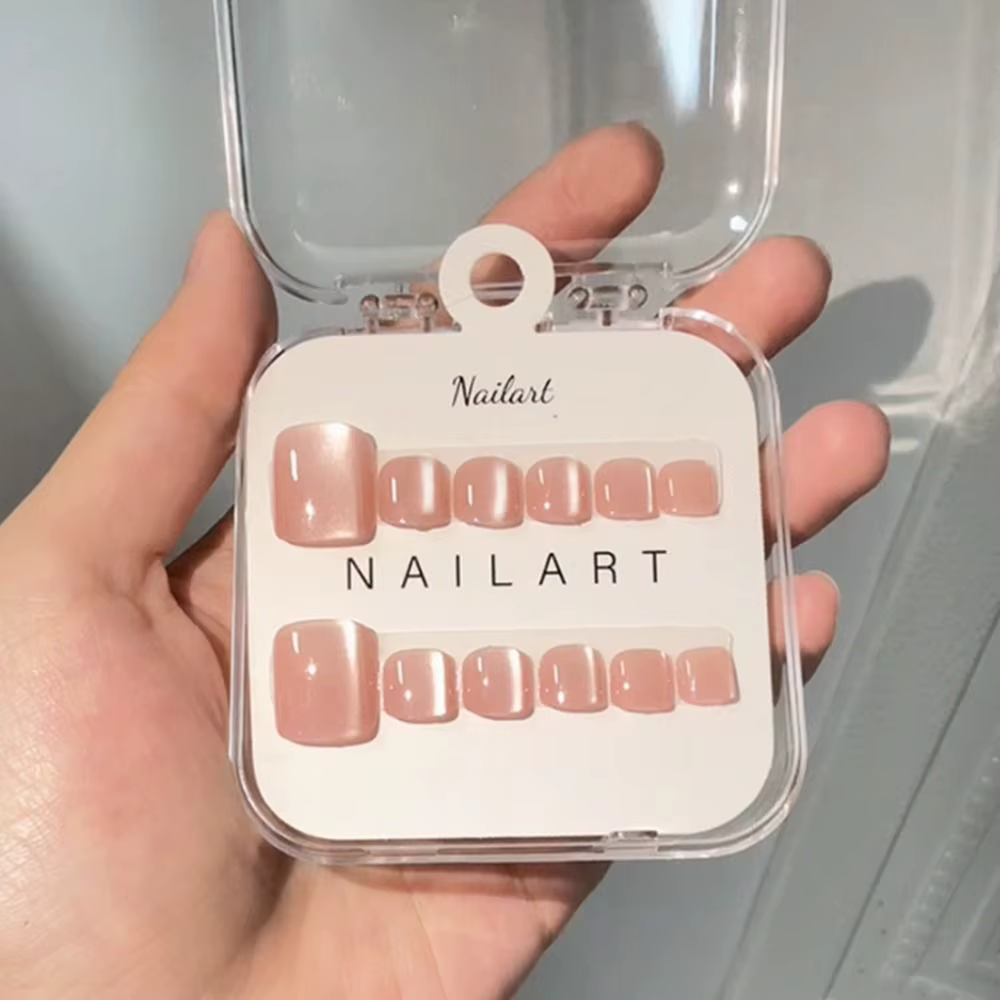 Nouveaux faux ongles d'orteil œil de chat faits à la main, à presser, couvrants, détachables, pour femmes et filles