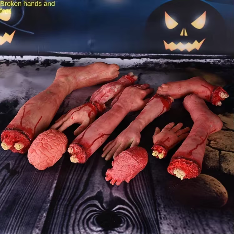 Accessoires de membres coupés, accessoires sanglants d'halloween, décorations sanglantes d'halloween, fausses mains sanglantes, décoration du corps humain