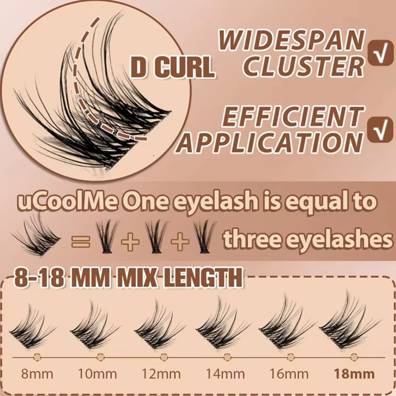 Extensions de cils uCoolMe Lashes Secret D Curl avec dissolvant de colle et de scellant