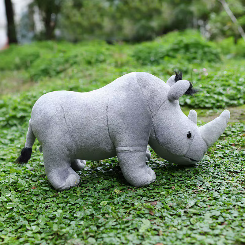 35cm vraie vie rhinocéros en peluche jouet en peluche réaliste rhinos africains animaux sauvages poupée jouets pour enfants enfants cadeau de noël décor