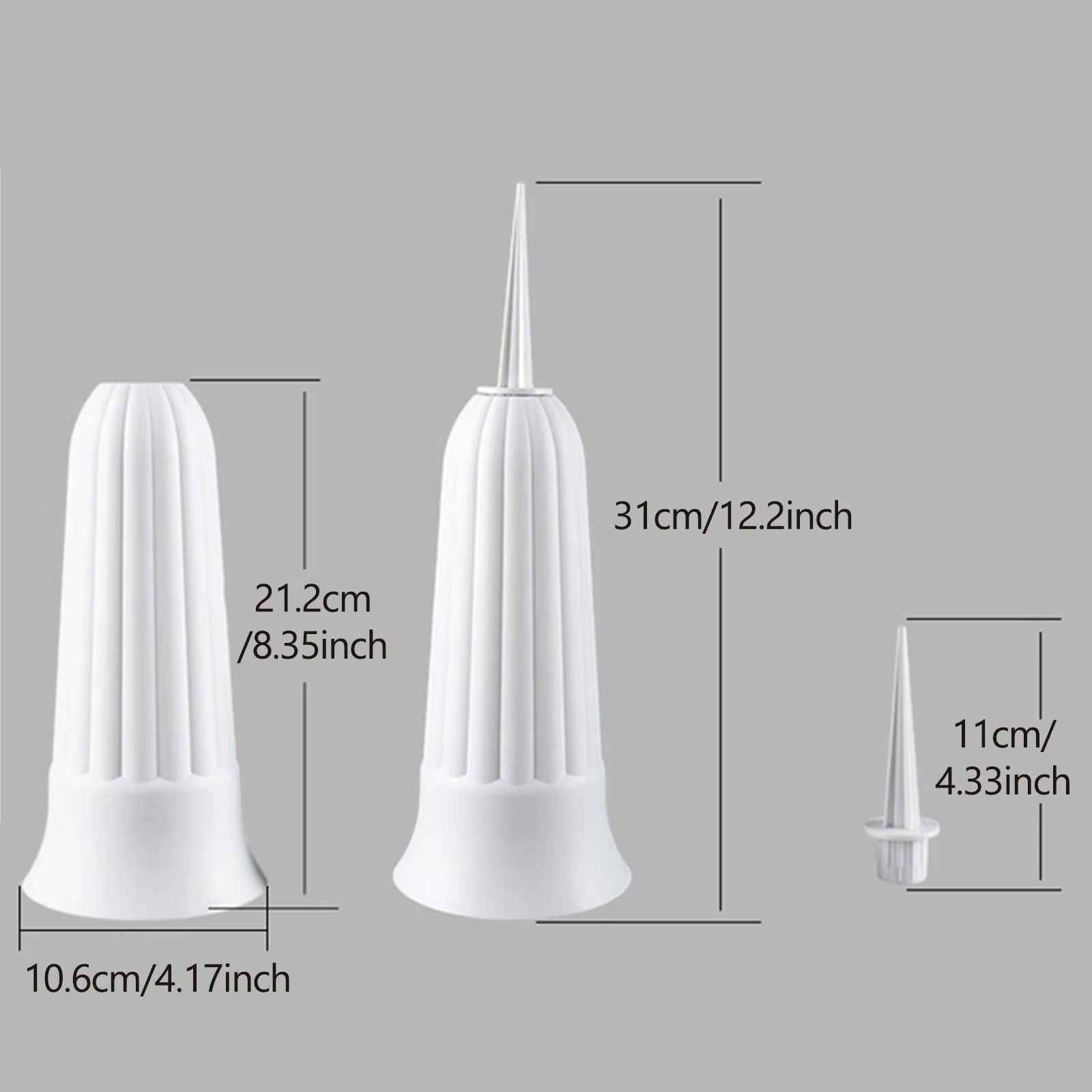 Lot de 2 Vases Floraux Commémoratifs Détachables avec Piquet et Base en Plastique, Vases de Cimetière et de Tombe pour Événements Extérieurs, Tombes, Jardin