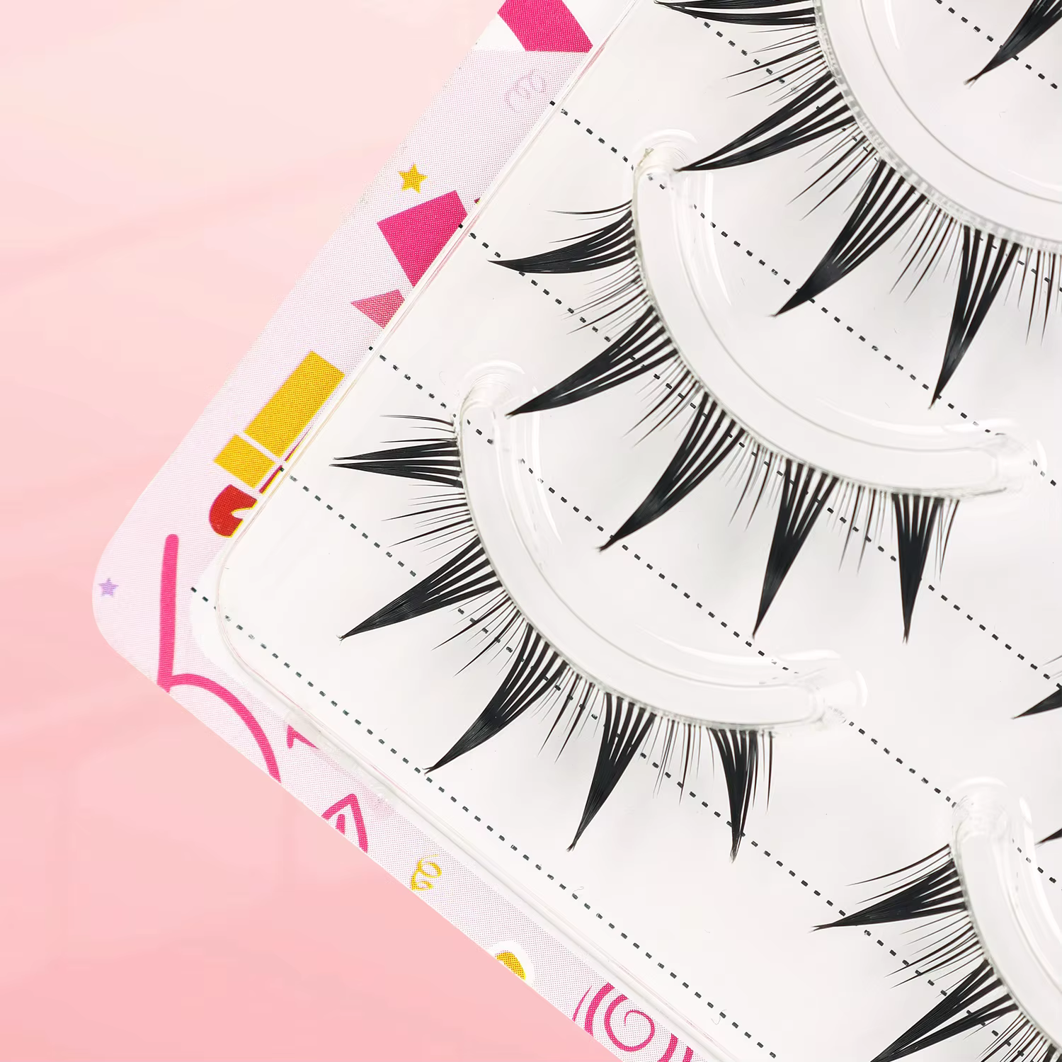 5 paires de faux cils petit démon avec tiges transparentes et pointes pointues