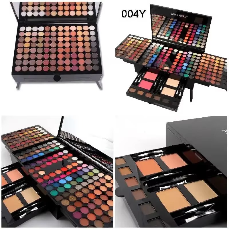 Miss Rose maquillage professionnel 194 couleurs mat miroitant Palette fond de teint cosmétique poudre Blush sourcil contour beauté Kit boîte