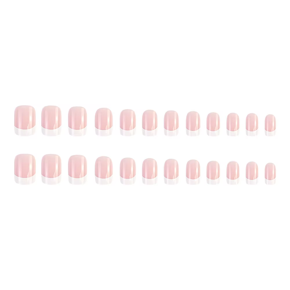 24 pièces de nouveaux ongles à pression de style français (autocollants pour faux ongles à la mode), associés à 1 morceau de colle gelée et 1 lime à ongles