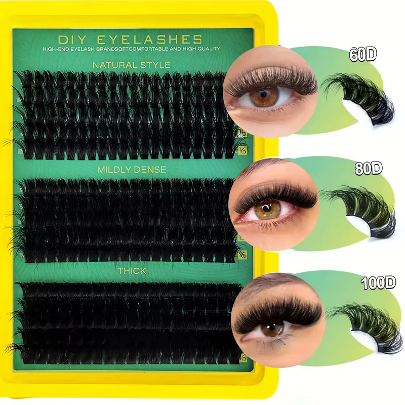 60D80D100D Faux cils épais de longueur mixte