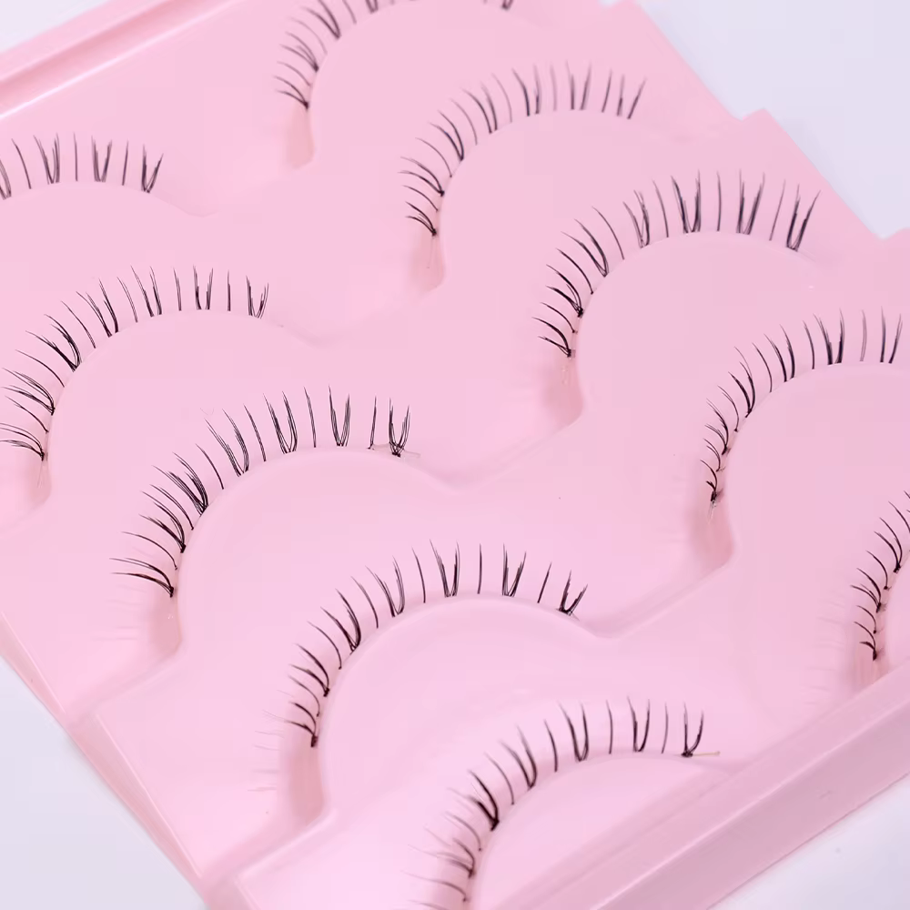 5 paires de cils inférieurs épais Pack bande transparente sous